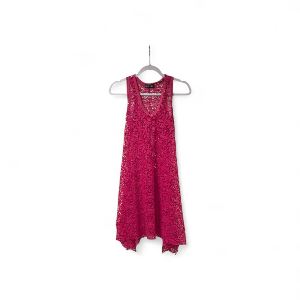Hots Wing Bright Pink V-neck Beach Swimsuit Cover
